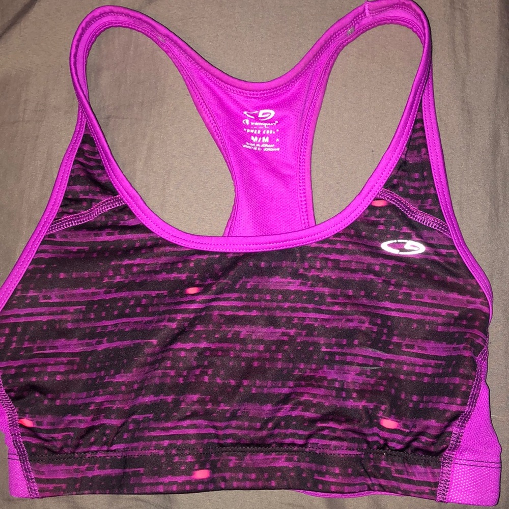 champion purple patterned sports bra